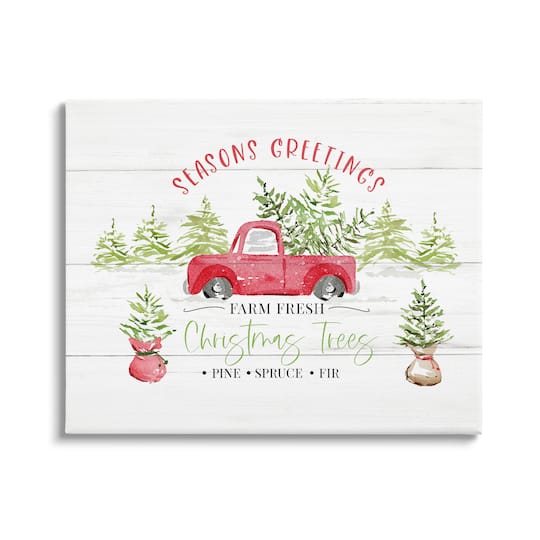 Stupell Industries Farm Fresh Christmas Trees Seasonal Canvas Wall Art